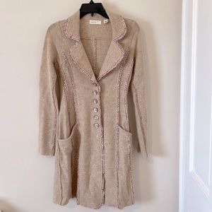 Anthropologie 100% wool long cardigan/coat XS